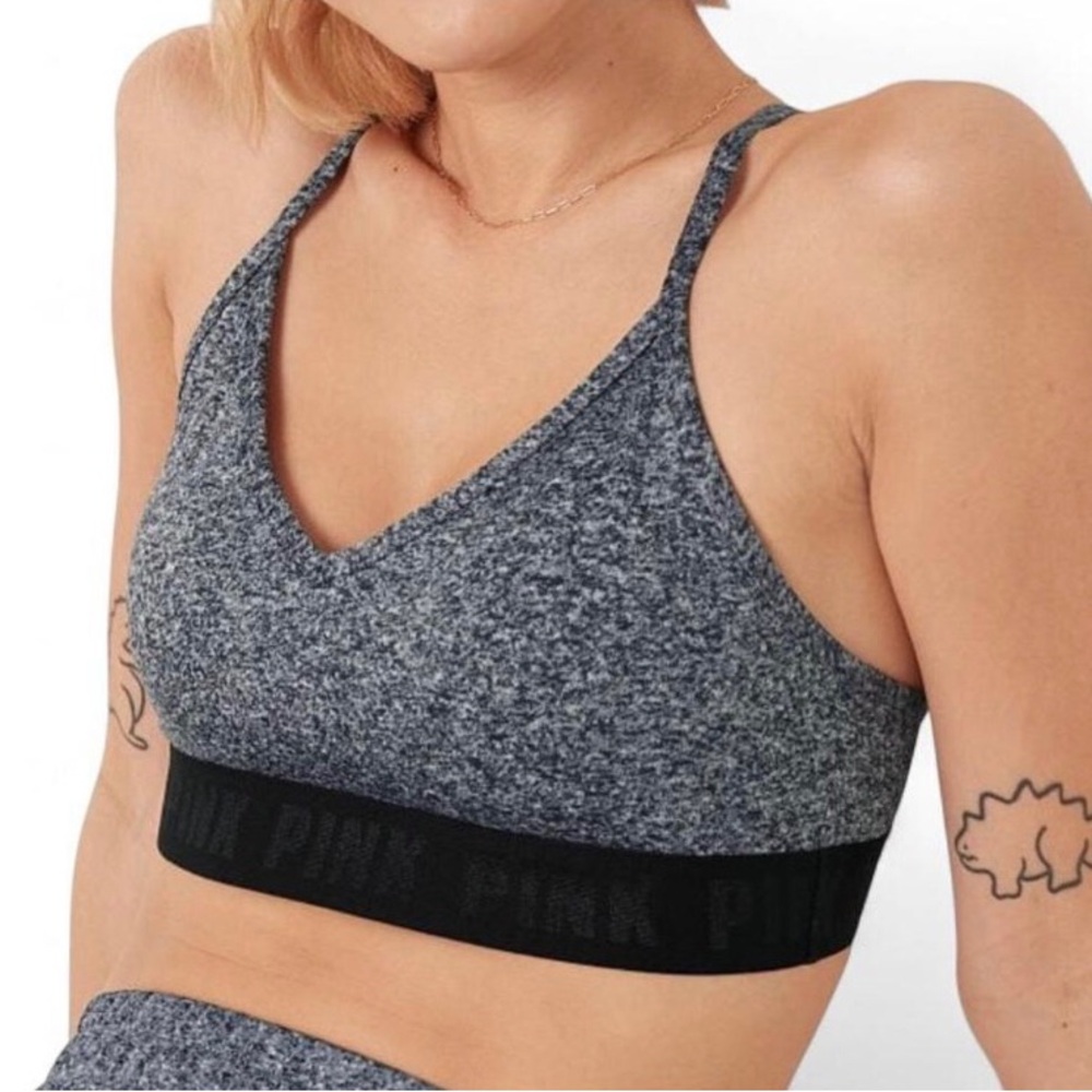 Victoria Secret Pink Women’s Gray and  Black Sports Bra  Size L
